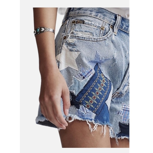 Ralph Lauren Sprighton Boyfriend Patchwork Shorts - Picture 2 of 9